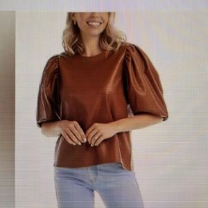 Mud Pie Lemy Top | Faux leather | Large | NWT